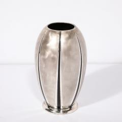  WMF Ikora Art Deco WMF Ikora Textural Silver Plated Vase W Jet Black Linear Detailing - 3645443