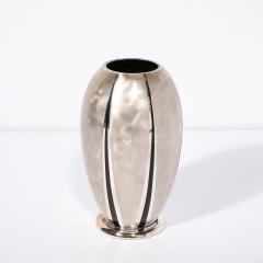  WMF Ikora Art Deco WMF Ikora Textural Silver Plated Vase W Jet Black Linear Detailing - 3645472