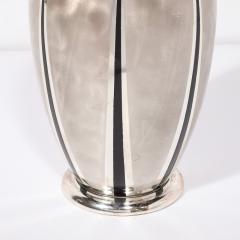  WMF Ikora Art Deco WMF Ikora Textural Silver Plated Vase W Jet Black Linear Detailing - 3645473