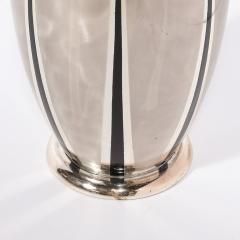  WMF Ikora Art Deco WMF Ikora Textural Silver Plated Vase W Jet Black Linear Detailing - 3645547