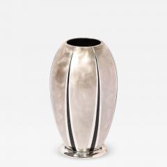  WMF Ikora Art Deco WMF Ikora Textural Silver Plated Vase W Jet Black Linear Detailing - 3646331