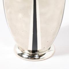  WMF Ikora Art Deco WMF Ikora Textural Silver Plated Vase W Jet Black Linear Detailing - 3752359