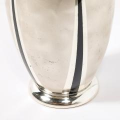  WMF Ikora Art Deco WMF Ikora Textural Silver Plated Vase W Jet Black Linear Detailing - 3752434