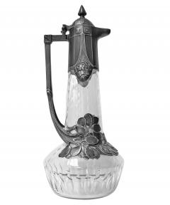  WMF W rttembergische Metallwarenfabrik W M F Art Nouveau Jugendstil WMF Pewter etched glass Claret Jug Germany C 1909 - 2196486