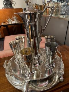  WMF W rttembergische Metallwarenfabrik W M F Art Nouveau Silver Wine Carafe with Cups and Tray by WMF - 1922911