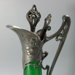  WMF W rttembergische Metallwarenfabrik W M F Art Nouveau WMF Claret Jug with Green Glass Liner - 4398214