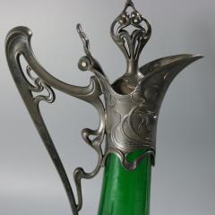  WMF W rttembergische Metallwarenfabrik W M F Art Nouveau WMF Claret Jug with Green Glass Liner - 4398216
