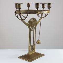  WMF W rttembergische Metallwarenfabrik W M F WMF An Art Nouveau candelabra with an owl 6 sconces to the main circular ring  - 4186828