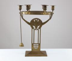  WMF W rttembergische Metallwarenfabrik W M F WMF An Art Nouveau candelabra with an owl 6 sconces to the main circular ring  - 4186829