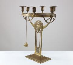  WMF W rttembergische Metallwarenfabrik W M F WMF An Art Nouveau candelabra with an owl 6 sconces to the main circular ring  - 4186833