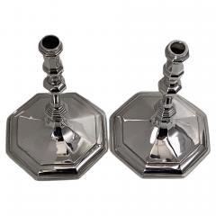  Wakely Wheeler Pair of Georgian style English Silver Tapersticks - 2982217