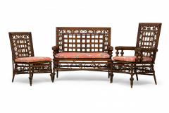  Wakerfield Rattan 3 Piece Wicker Scroll and Lattice Design Seating Set with Floral Cushions - 2799437