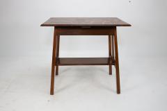  Waring Gillow Arts Crafts side table with oblong chequered inlaid top curved aprons below  - 4186201
