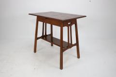  Waring Gillow Arts Crafts side table with oblong chequered inlaid top curved aprons below  - 4186230
