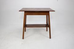  Waring Gillow Arts Crafts side table with oblong chequered inlaid top curved aprons below  - 4186235