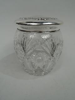  Watson Co Large Antique American Sterling Silver Brilliant Cut Glass Jar - 3764781