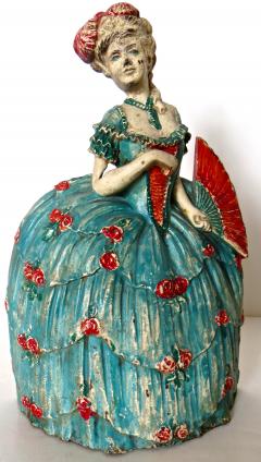  Waverly Studios Cast Iron Doorstop Woman In Hoop Skirt With Fan American Circa 1925 - 869207
