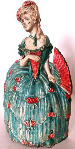  Waverly Studios Cast Iron Doorstop Woman In Hoop Skirt With Fan American Circa 1925 - 869208
