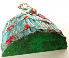  Waverly Studios Cast Iron Doorstop Woman In Hoop Skirt With Fan American Circa 1925 - 869216