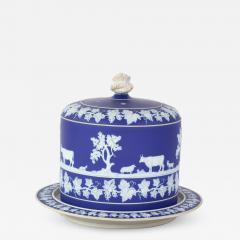  Wedgwood Blue Glazed Jasperware Cheese Dome And Plate By Wedgwood English Circa 1890  - 2878481