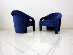  Weiman Elephant Chairs by Weiman style of Vladimir Kagan in Blue Velvet 1990s - 4505462