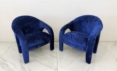  Weiman Elephant Chairs by Weiman style of Vladimir Kagan in Blue Velvet 1990s - 4505466