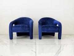  Weiman Elephant Chairs by Weiman style of Vladimir Kagan in Blue Velvet 1990s - 4505467