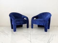  Weiman Elephant Chairs by Weiman style of Vladimir Kagan in Blue Velvet 1990s - 4505469