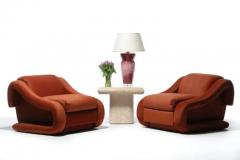  Weiman Monumental Post Modern Pair of Weiman Lounge Chairs in Marmalade Orange Fabric - 3495112