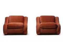  Weiman Monumental Post Modern Pair of Weiman Lounge Chairs in Marmalade Orange Fabric - 3495140