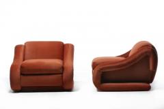  Weiman Monumental Post Modern Pair of Weiman Lounge Chairs in Marmalade Orange Fabric - 3495142