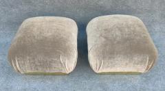  Weiman Preview Furniture Pair Reupholstered Lichen Mohair Karl Springer Style Poufs or Ottomans by Weiman - 3253788