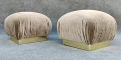  Weiman Preview Furniture Pair Reupholstered Lichen Mohair Karl Springer Style Poufs or Ottomans by Weiman - 3253793