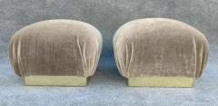  Weiman Preview Furniture Pair Reupholstered Lichen Mohair Karl Springer Style Poufs or Ottomans by Weiman - 3253794