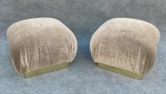  Weiman Preview Furniture Pair Reupholstered Lichen Mohair Karl Springer Style Poufs or Ottomans by Weiman - 3253800