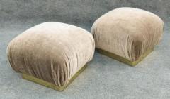  Weiman Preview Furniture Pair Reupholstered Lichen Mohair Karl Springer Style Poufs or Ottomans by Weiman - 3253854