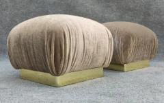  Weiman Preview Furniture Pair Reupholstered Lichen Mohair Karl Springer Style Poufs or Ottomans by Weiman - 3253863