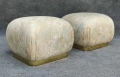  Weiman Preview Furniture Pair of Karl Springer Style Poufs or Ottomans by Weiman in Floral Pattern - 3253798