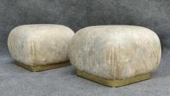  Weiman Preview Furniture Pair of Karl Springer Style Poufs or Ottomans by Weiman in Floral Pattern - 3253803