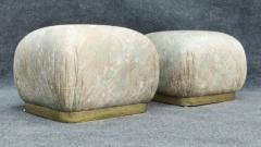  Weiman Preview Furniture Pair of Karl Springer Style Poufs or Ottomans by Weiman in Floral Pattern - 3253810