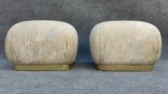  Weiman Preview Furniture Pair of Karl Springer Style Poufs or Ottomans by Weiman in Floral Pattern - 3253860
