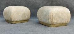  Weiman Preview Furniture Pair of Karl Springer Style Poufs or Ottomans by Weiman in Floral Pattern - 3253861