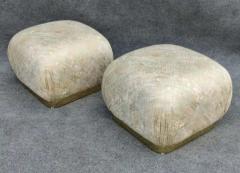  Weiman Preview Furniture Pair of Karl Springer Style Poufs or Ottomans by Weiman in Floral Pattern - 3253891