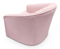 Weiman Preview Furniture Post Modern Pair Barrel Form Pink Upholstered Swivel Lounge Chairs 1980s - 3070086