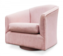  Weiman Preview Furniture Post Modern Pair Barrel Form Pink Upholstered Swivel Lounge Chairs 1980s - 3070099
