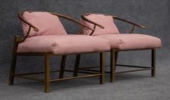  Weiman Warren Lloyd Pair of Warren Lloyd for Mastercraft Brass Pink Fabric Empress Lounge Chairs - 3511426