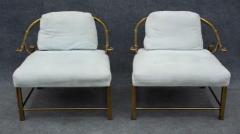  Weiman Warren Lloyd Pair of Warren Lloyd for Mastercraft Brass White Fabric Empress Lounge Chairs - 3511345