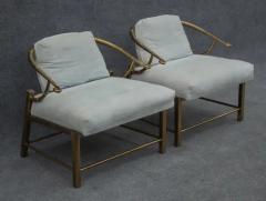  Weiman Warren Lloyd Pair of Warren Lloyd for Mastercraft Brass White Fabric Empress Lounge Chairs - 3511350