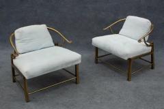  Weiman Warren Lloyd Pair of Warren Lloyd for Mastercraft Brass White Fabric Empress Lounge Chairs - 3511419