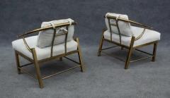  Weiman Warren Lloyd Pair of Warren Lloyd for Mastercraft Brass White Fabric Empress Lounge Chairs - 3511453